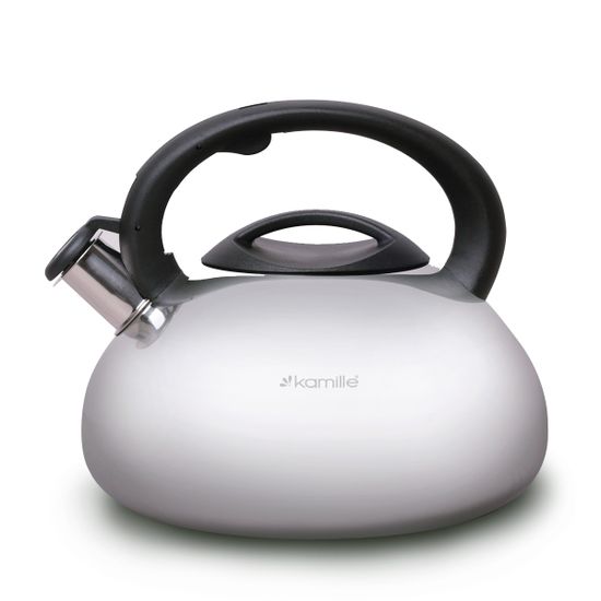 Чайник 4,5 л. из нержавеющей стали со свистком Kamille KM 0688 и черной бакелитовой ручкой