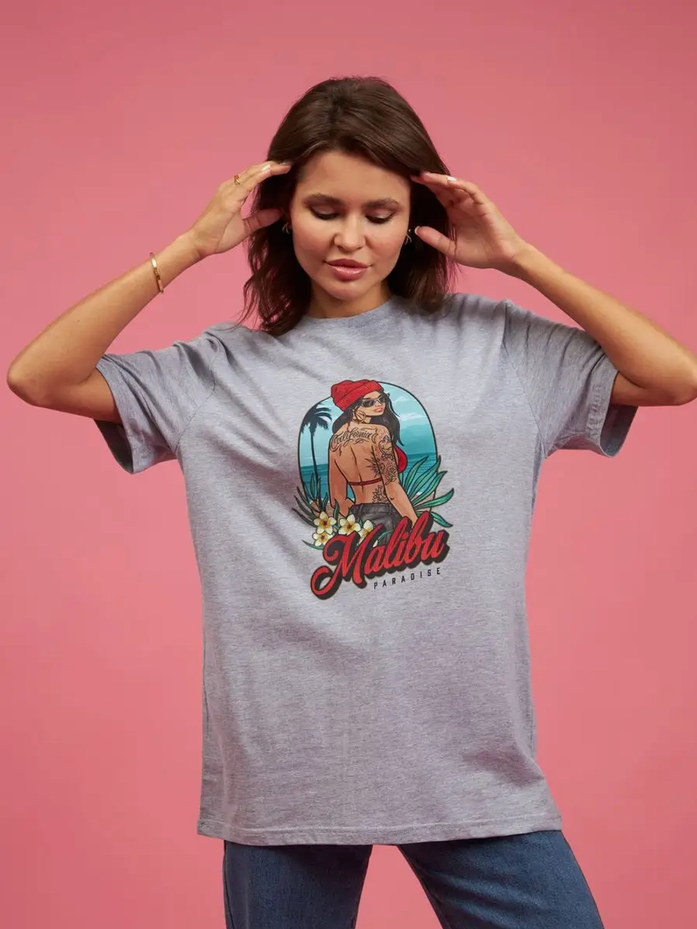 Футболка оверсайз женская мужская с принтом Малибу