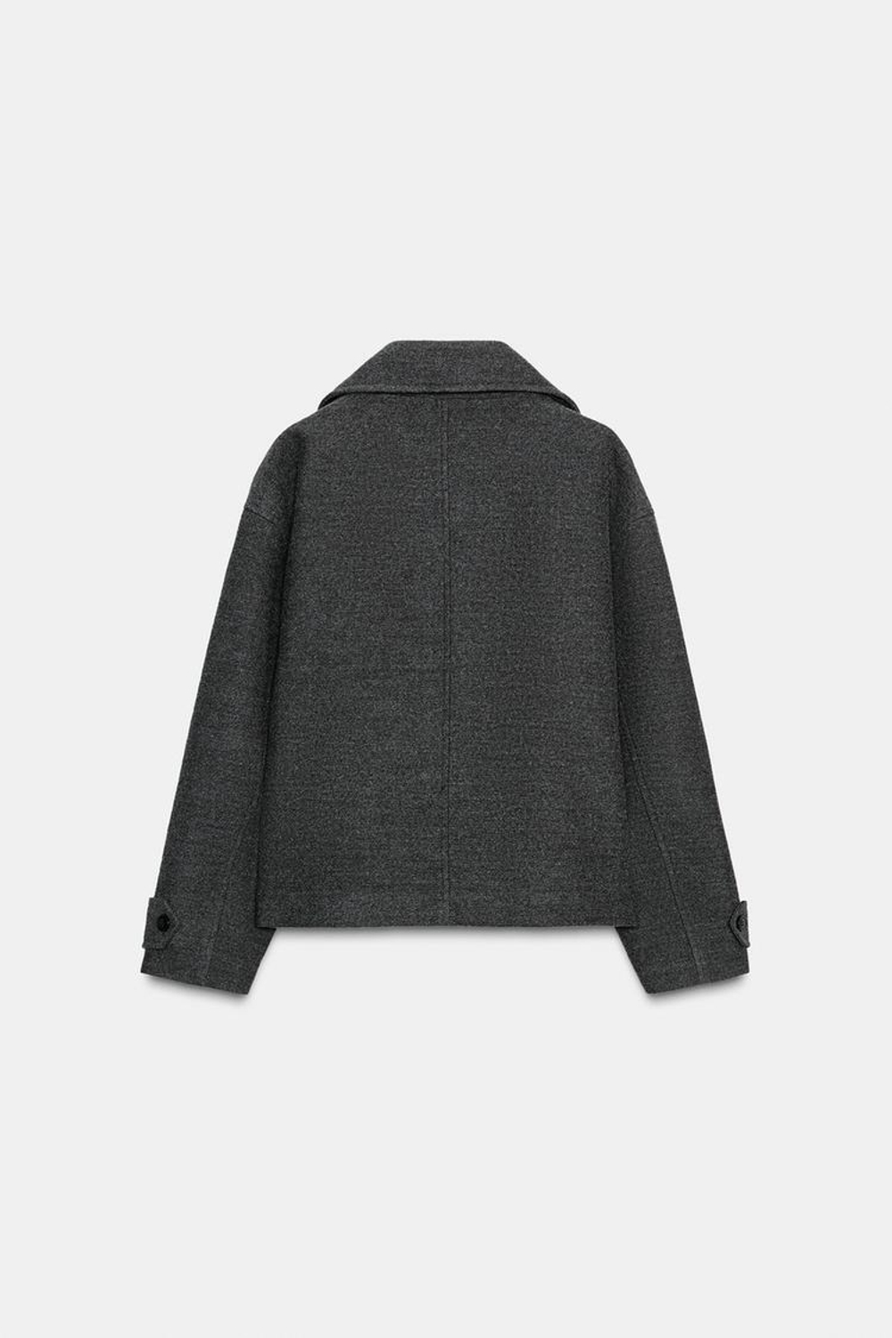 ZARA КОРОТКОЕ ДВУБОРТНОЕ ПАЛЬТО ИЗ МЯГКОЙ ТКАНИ, СЕРЫЙ