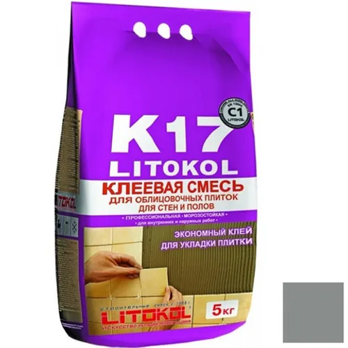 Клей Litokol K17 для плитки серый 5 кг