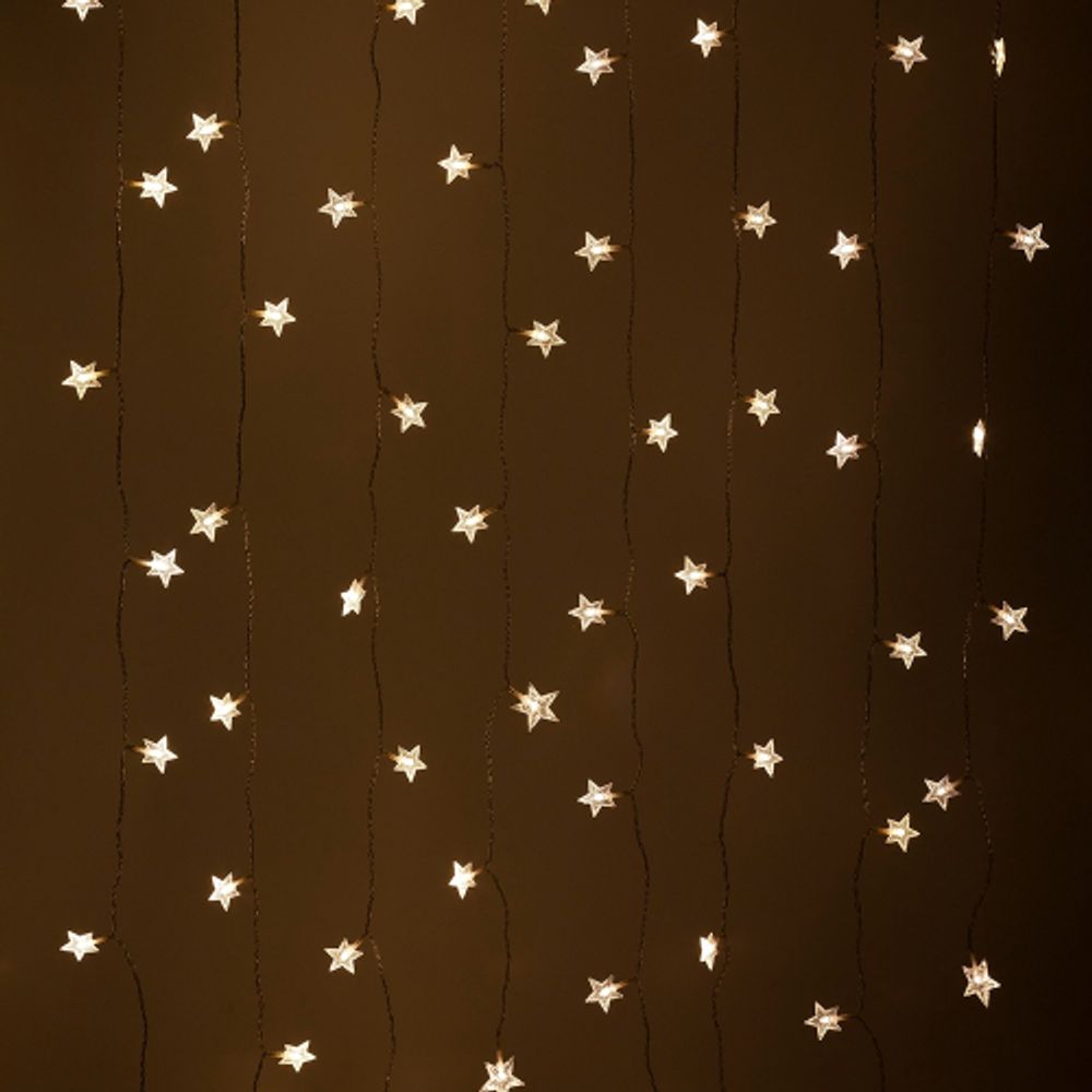Светодиодная новогодняя гирлянда ЭРА ENIZ-64W Звездочки 1,2*1,3 м теплый белый 64LED IP20 | Гирлянды