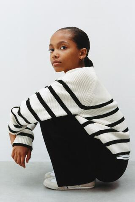 ZARA ТРИКОТАЖНЫЕ БРЮКИ WIDE LEG, ЧЕРНЫЙ