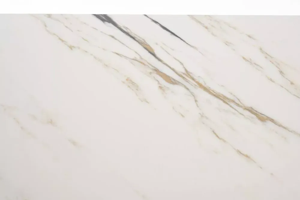 "Юпитер" стол интерьерный раздвижной обеденный из керамики, цвет белый глянцевый