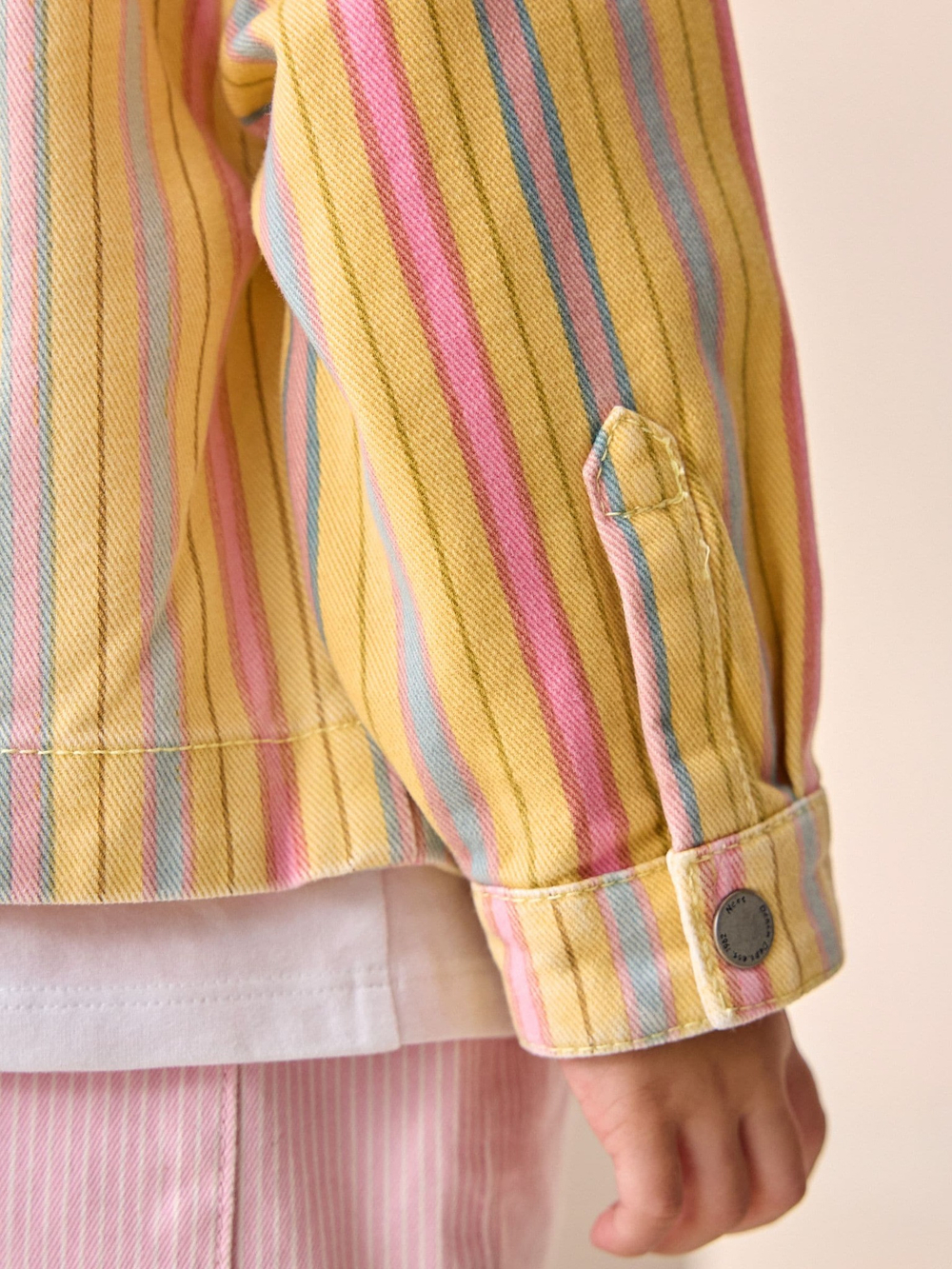 Куртка джинсовая для девочки Next AL1-589, Бежевый, Розовый, Синий