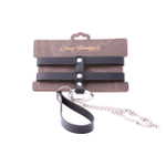 Черный однослойный ошейник из двух ремешков с поводком (Цвет: черный)