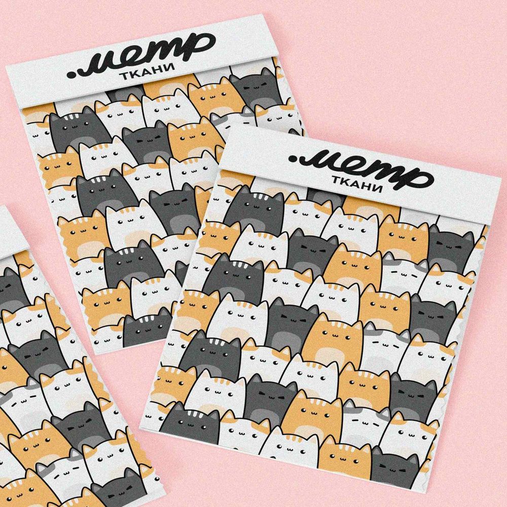 Ткань блэкаут толпа котиков