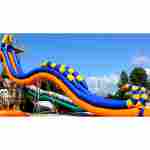 Надувная водная горка для вышки (опоры) с волнообразным спуском «Морской Конёк Pro» 10*3*7 м