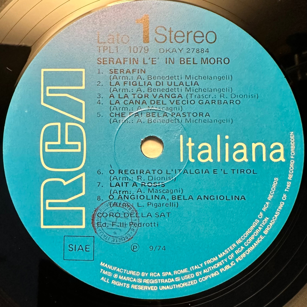 Coro Della S.A.T. - Serafin L'e In Bel Moro (Италия 1974.)