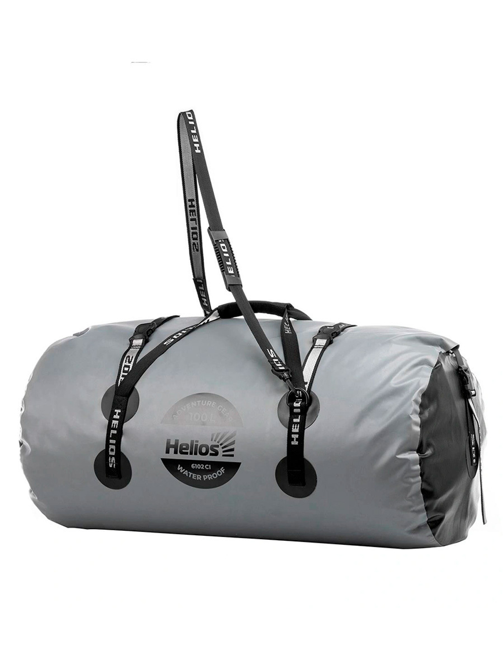 Гермобаул Helios 100 л (ПВХ, серый/черный) (HS-GB-100-GB)