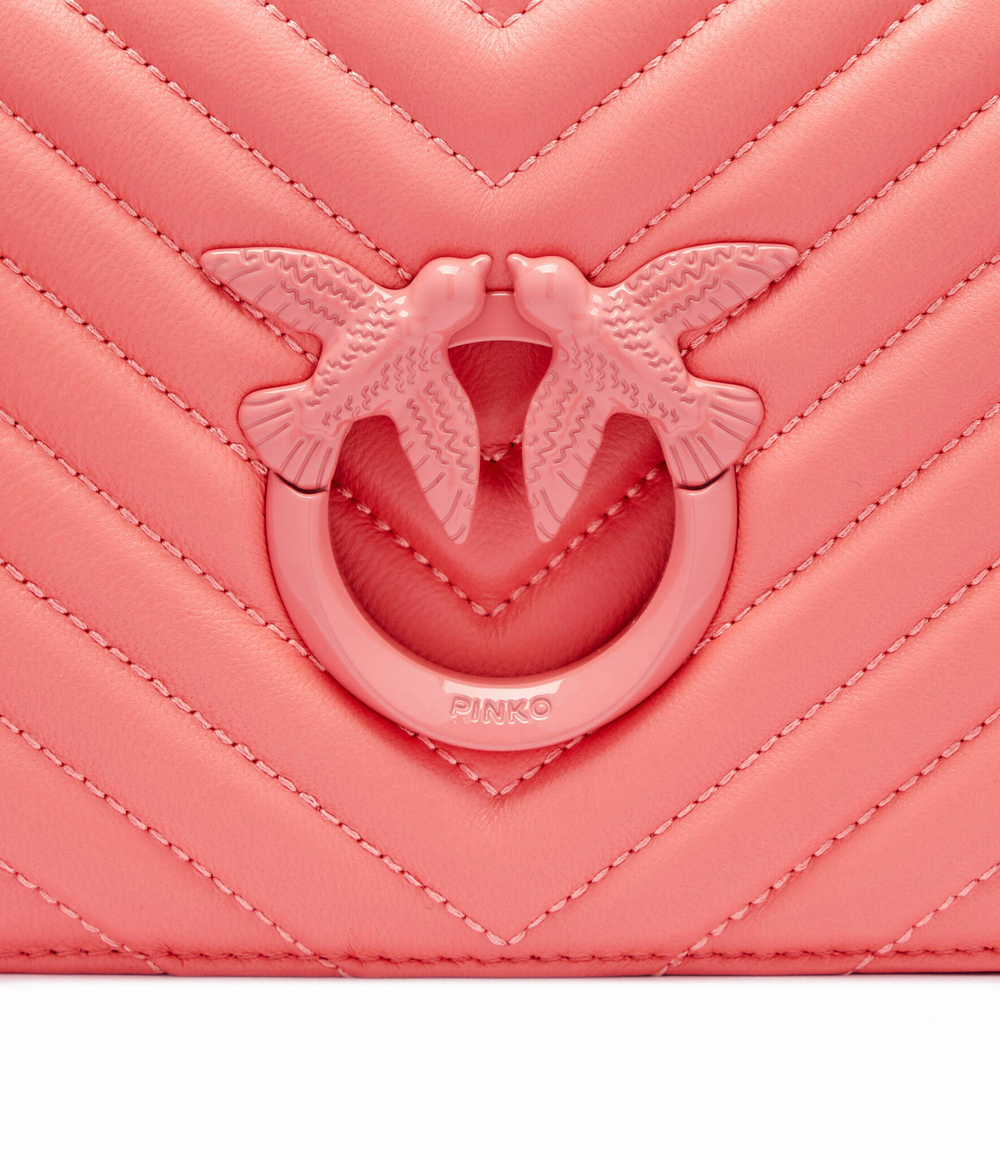 Кожаная сумка-мессенджер LOVE CLICK MINI SHEEP NAPPA CH Pinko - пудро-розовый(100067 A0VM)