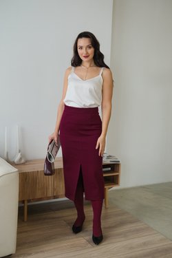 Юбка из трикотажа джерси бургунди