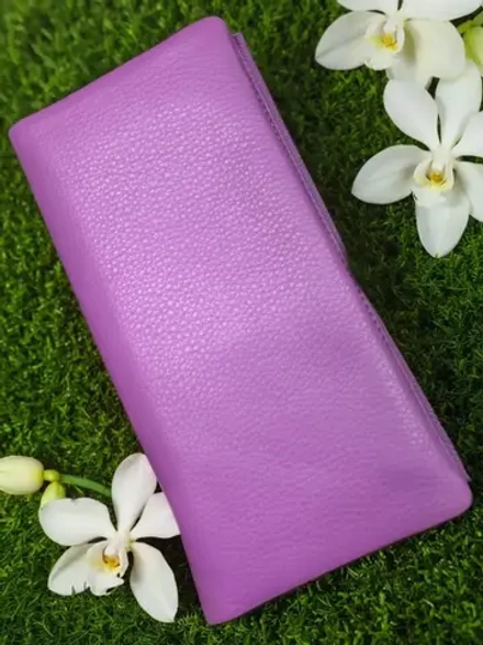 Компактный кошелек из натуральной кожи сиреневый