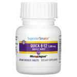 Superior Source, Quick B-12, энергетический взрыв, 1000 мкг, 100 быстрорастворимых таблеток MicroLingual