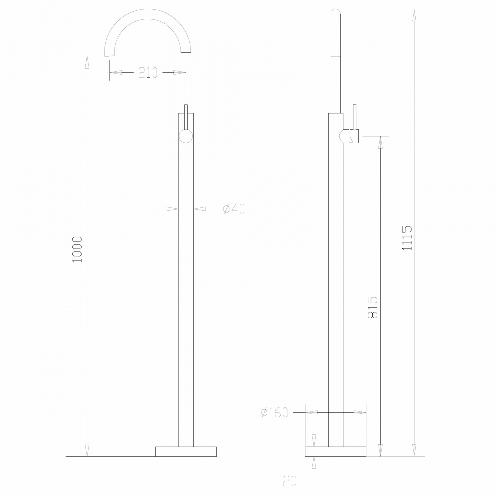Смеситель ABBER Wasser Kreis AF8141NG напольный для раковины, никель