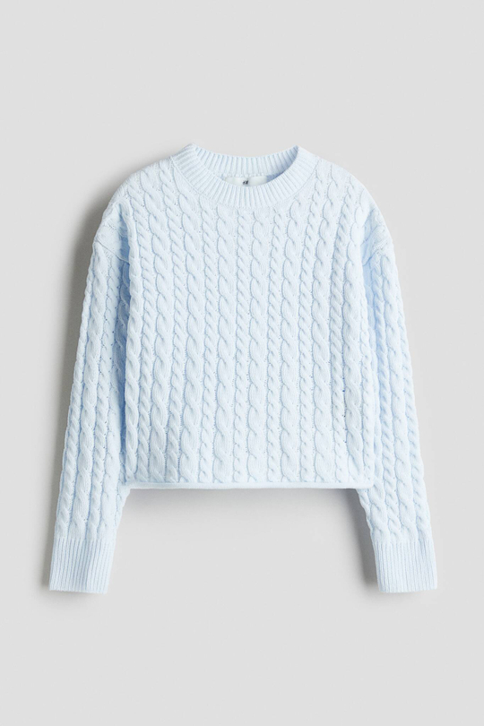 H&M Вязаный свитер, светло-голубой