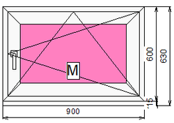 Пластиковое окно 600 х 900 ТермА Эко с поворотно - откидной створкой + Москитная сетка