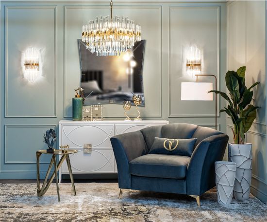 62GDM-810021-800 Люстра Serena прозр.стекло/золото d80см h65см