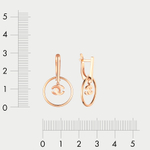Длинные женские серьги из розового золота 585 пробы без вставок (арт. 2204571)
