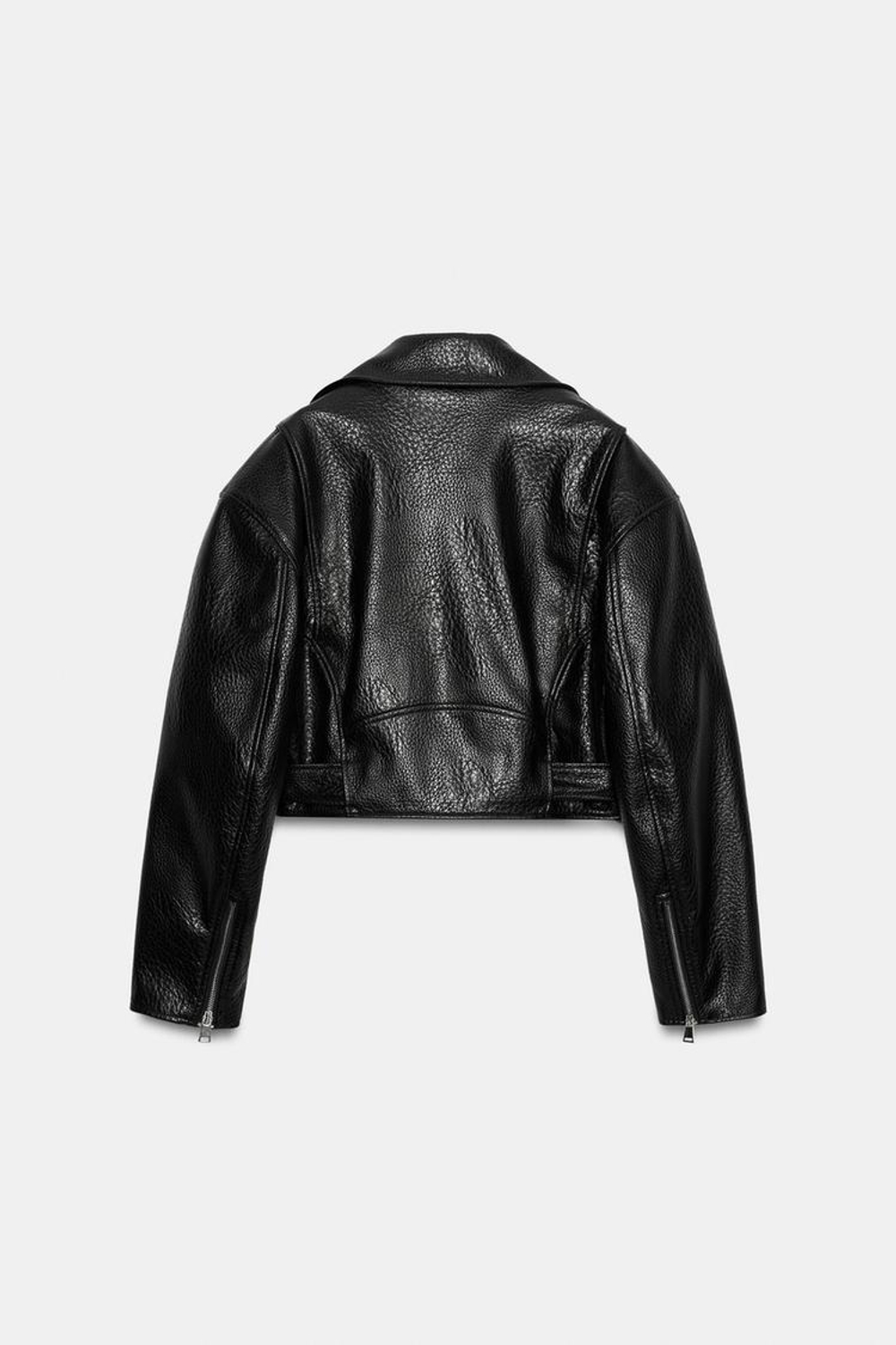 ZARA БАЙКЕРСКАЯ КУРТКА С ПОГОНАМИ ИЗ ИСКУССТВЕННОЙ КОЖИ, ЧЕРНЫЙ