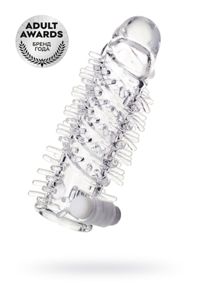Насадка на пенис A-Toys by TOYFA Fril с вибропулей, TPR, прозрачная, 13,4 см