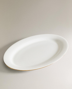 Zara Home блюдо сервировочное из костяного фарфора, цвет золотой, 35 см
