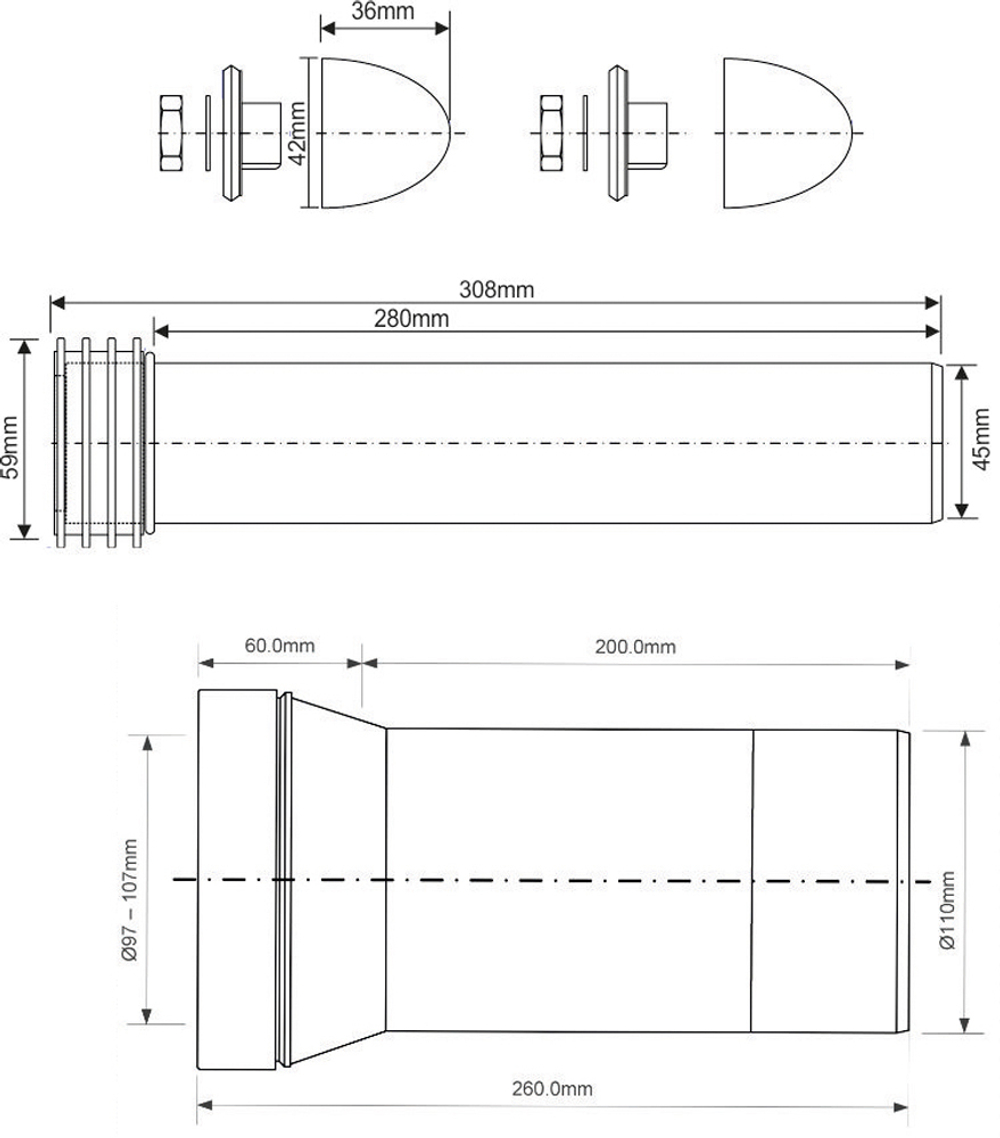 Комплект для навесного унитаза ф110-260мм Mcalpine FP45R-KIT1