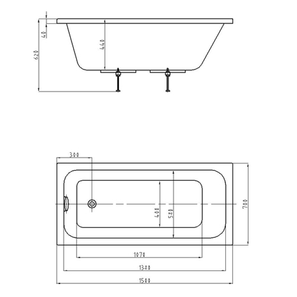 Акриловая ванна Aquatek (Акватек) Мия 150x70, с каркасом