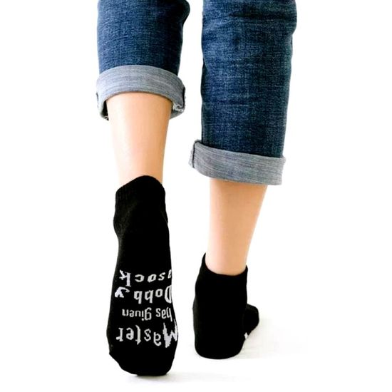 Носки Гарри Поттер "Мастер дал Добби носок! Добби Свободен!", р-р 38-43 (темно серый, белый)