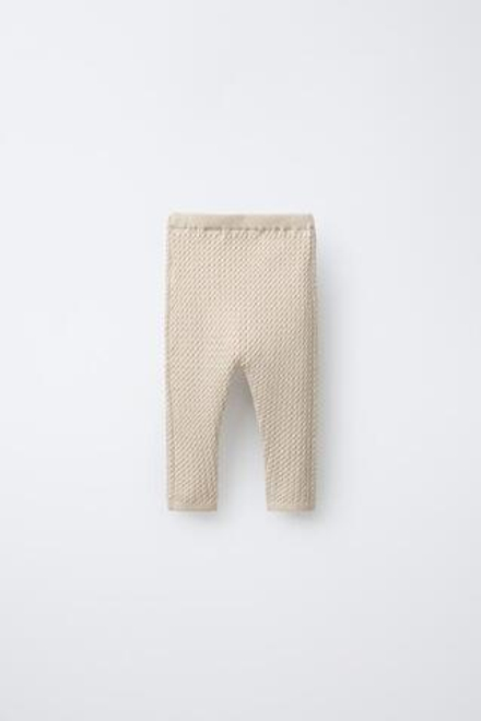 ZARA ЛЕГИНСЫ КРУПНОЙ ВЯЗКИ, ПЕСОЧНЫЙ МЕЛАНЖ