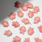 Бусина в форме рыбки, 19*15мм, розовая, глазурированный фарфор