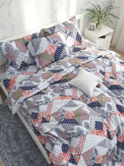 Постельное белье перкаль Сказка "Пэчворк" семейное Наволочка 50x70 см 2 шт Простынь 240x215 см Пододеяльник 145x215 см 2шт