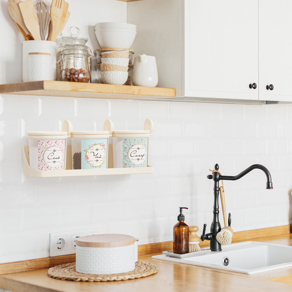 Набор емкостей 3шт 0,7л на полке "Ассорти" (бежевый)