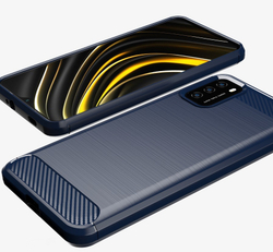 Синий защитный чехол на телефон Xiaomi Poco M3, серия Carbon от Caseport