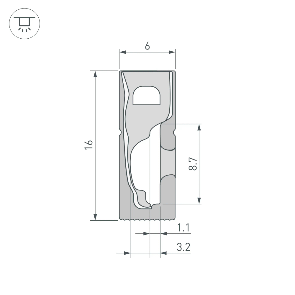 Силиконовый профиль WPH-FLEX-0616-SIDE-S9-5m FULL BLACK (Arlight, Силикон) 045842