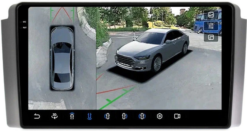 Магнитола для SsangYong Rexton 1 Y200 2002-2007 - FarCar BX3270M-360 монитор 9.5" 2K QLED на Android 13, 6Гб+128Гб, CarPlay, 4G SIM-слот, 4 камеры в комплекте