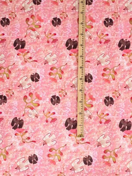 ПТИЦЫ НА РОЗОВОМ ФОНЕ - 100% хлопок 3