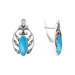 "Парми" серьги в серебряном покрытии из коллекции "Богема" от Jenavi  с английским замком