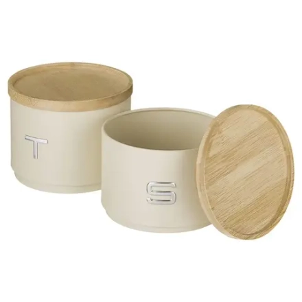 НАБОР БАНОК AGNESS ДЛЯ СЫПУЧИХ, 11Х16 СМ, ШТАБЕЛИРУЕМЫЕ, ЦВЕТ: IVORY