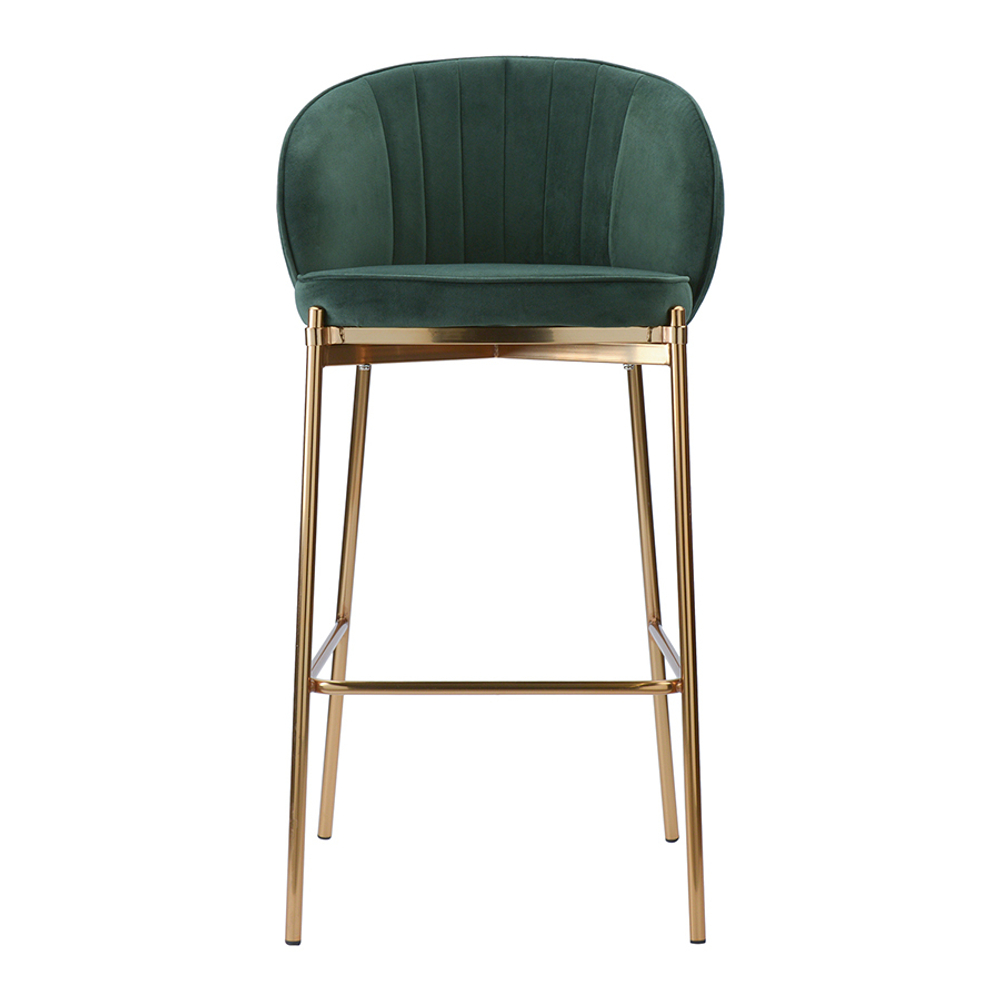 Стул барный coral, велюр, темно-зеленый