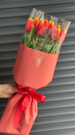 15 тюльпанов в трендовой упаковке