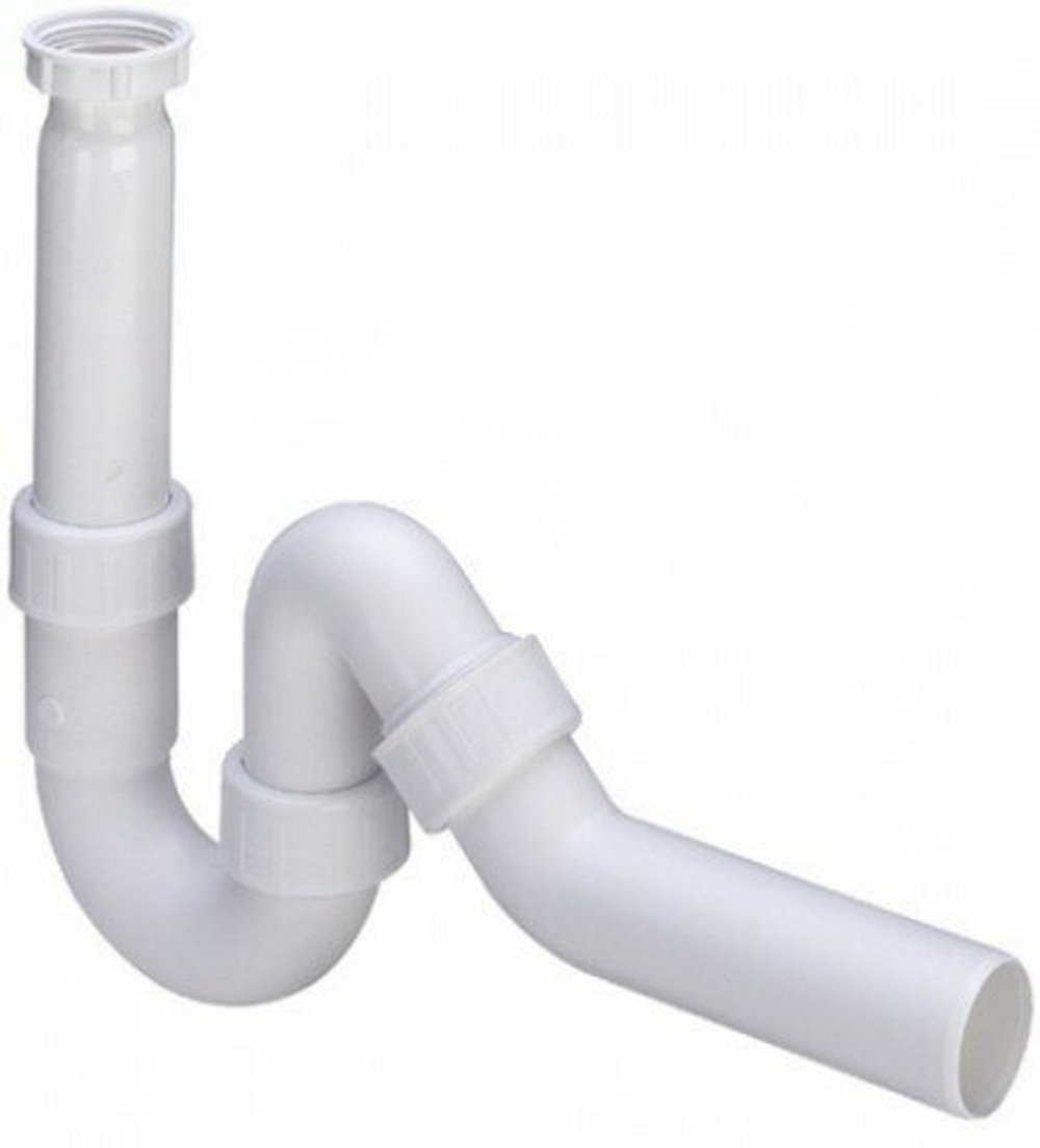 Трубный сифон Viega для моек 1 1/2"x40мм с отводным коленом 45°, белый пластик мод.7985.20, 104634
