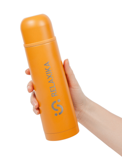 Термос Relaxika 101 (0,5 литра), желтый (стикерпак "Морской")