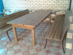 Мебель садовая деревянная (стол 2,5х1 м, 2 лавочки 2,50 м)
