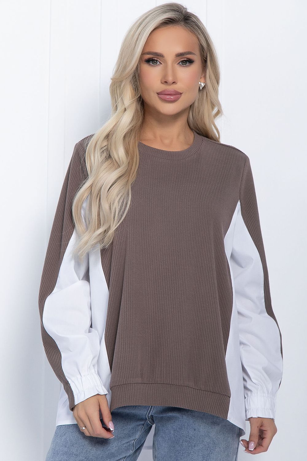 Джемпер Адина (бело-коричневый) Б11383 LT Collection