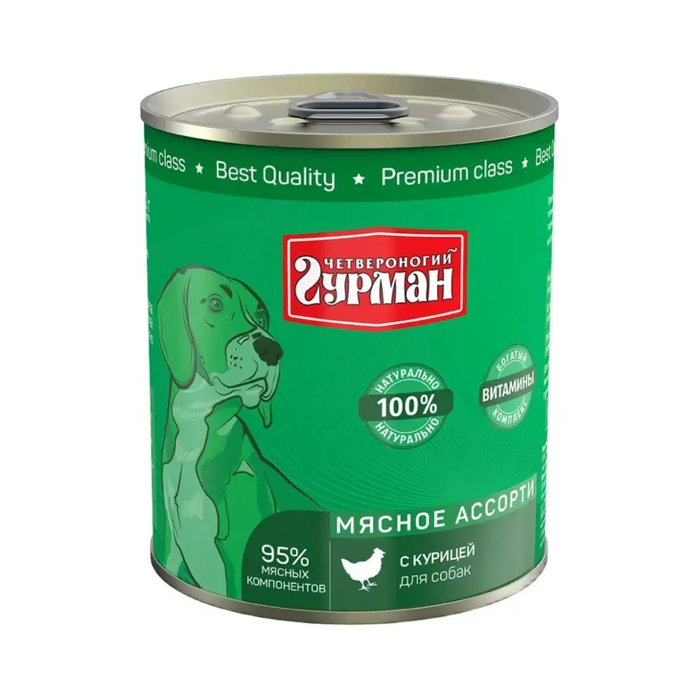 Четвероногий гурман кон.д/соб.мясное ассорти с курицей 340г
