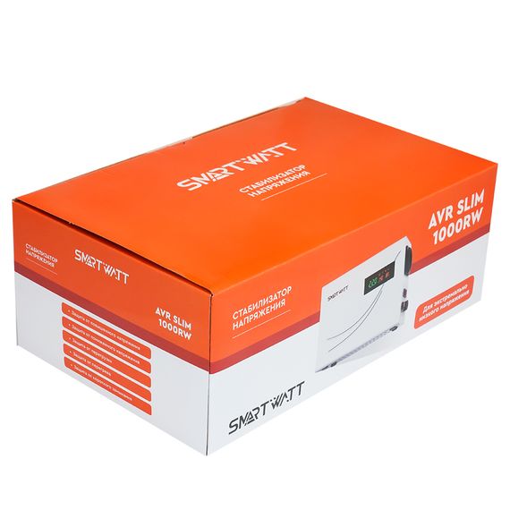 Настенный стабилизатор напряжения 1000 Вт SMARTWATT AVR SLIM 1000RW, фото №844036718