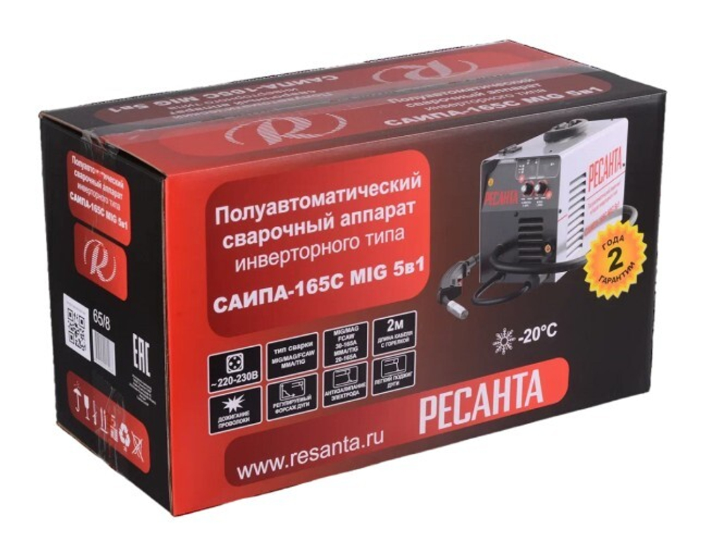 Сварочный полуавтомат Ресанта САИПА-165С (MIG/MAG, MMA) 5в1 65/8