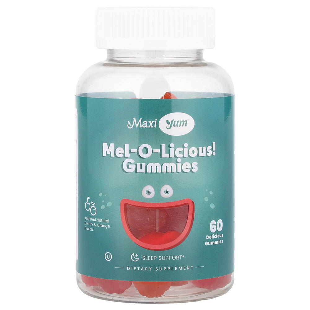 Maxi Health, Mel-O-Licious! Жевательные мармеладки, натуральная вишня и апельсин, 1 мг, 60 жевательных таблеток