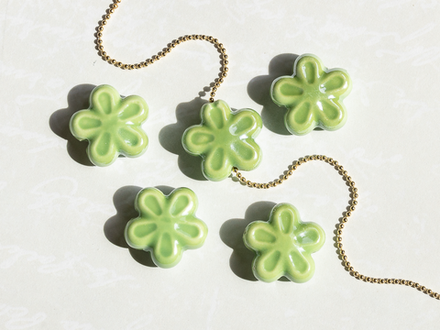 Бусина "Цветок" 17,5мм, керамика (салатовый)