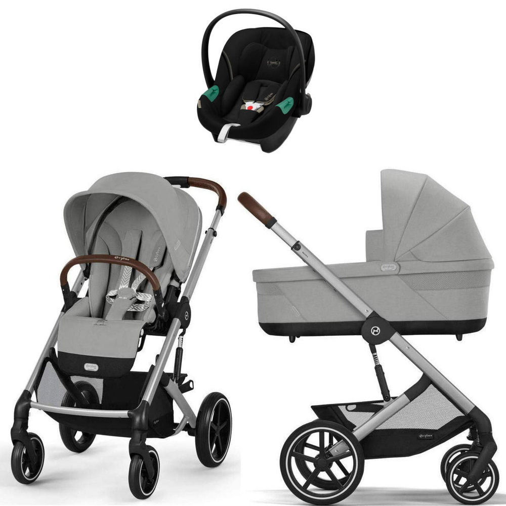 Коляска Cybex Balios S Lux SLV complete Aton S2 Moon Black 3 в 1 Stone Grey с дождевиками